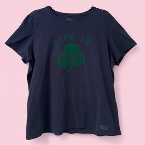 Life Is Good Shamrock Crusher Tee | Faded Graphic T-Shirt | Size XL